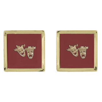 Comedy and Tragedy Theater Gold Cufflinks