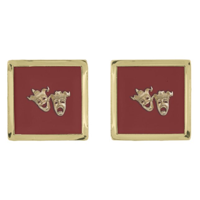 Comedy and Tragedy Theater Gold Cufflinks (Front)