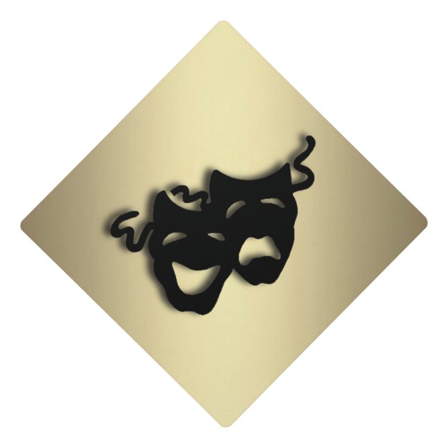 Comedy and Tragedy Theater Gold Graduation Cap Topper (Front)