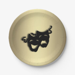 Comedy and Tragedy Theater Gold Paper Plates