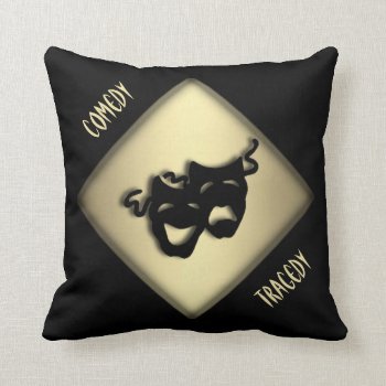 Comedy and Tragedy Theater Gold Pillow