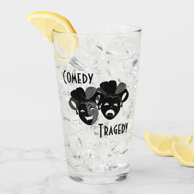 Comedy and Tragedy Theater Jester Masks Glass (Front Ice)