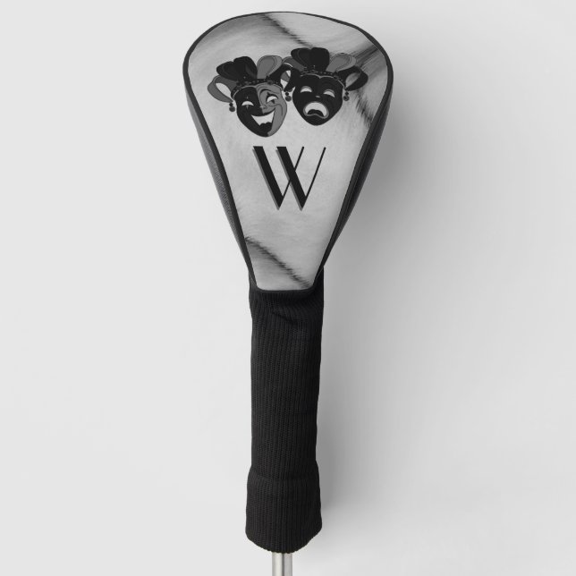 Comedy and Tragedy Theater Jester Masks Initial Golf Head Cover (Front)