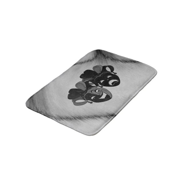 Comedy and Tragedy Theater Jester Masks Silver Bath Mat (Angled)