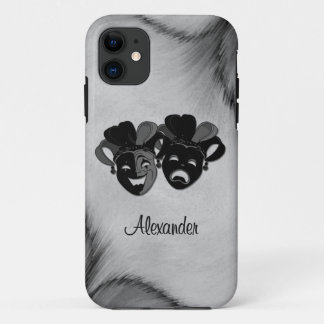 Comedy and Tragedy Theater Jester Masks Silver iPhone 11 Case