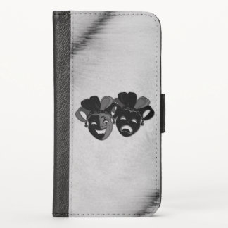 Comedy and Tragedy Theater Jester Masks Silver iPhone XS Wallet Case