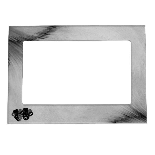 Comedy and Tragedy Theater Jester Masks Silver Magnetic Frame (Front)