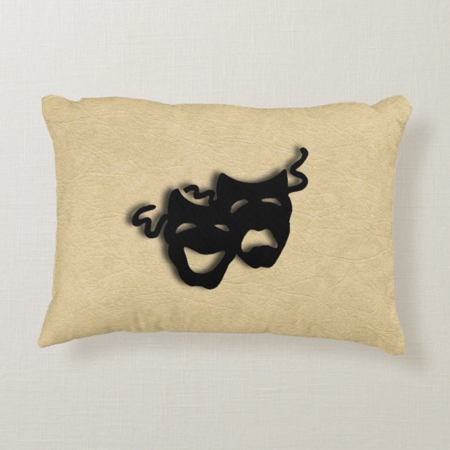 Comedy and Tragedy Theater Leather Accent Pillow (Back)