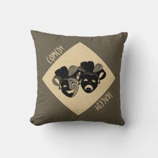 Comedy and Tragedy Theater Masks 2 in 1 Throw Pillow