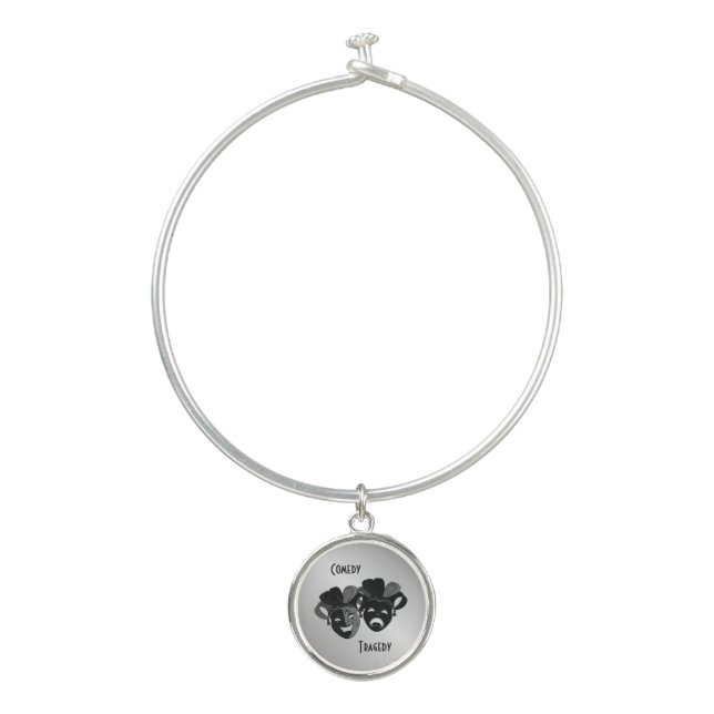 Comedy and Tragedy Theater Masks Bangle Bracelet (Front)