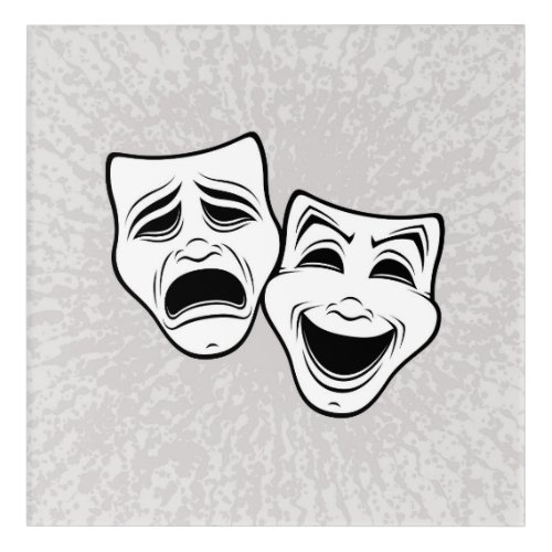 Comedy And Tragedy Theater Masks Black Line Acrylic Print