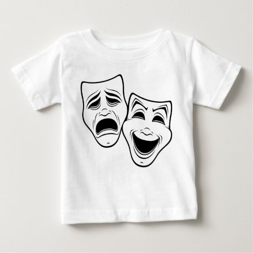 Comedy And Tragedy Theater Masks Black Line Baby T_Shirt