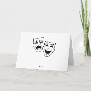 Comedy And Tragedy Theater Masks Black Line Card