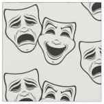 Comedy And Tragedy Theater Masks Black Line Fabric