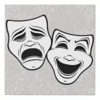 Comedy And Tragedy Theater Masks Black Line by John Schwegel