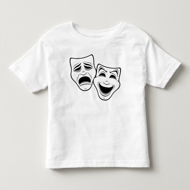 Comedy And Tragedy Theater Masks Black Line Toddler T-shirt (Front)