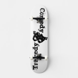 Comedy and Tragedy Theater Masks Black Skateboard Deck