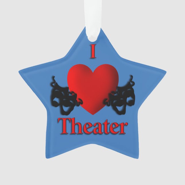Comedy and Tragedy Theater Masks Blue Ornament (Front)