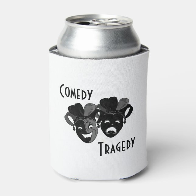 Comedy and Tragedy Theater Masks Can Cooler (Can Front)