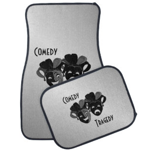 Comedy and Tragedy Theater Masks Car Floor Mat