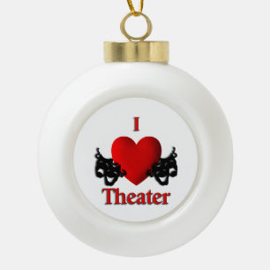 Comedy and Tragedy Theater Masks Ceramic Ball Christmas Ornament
