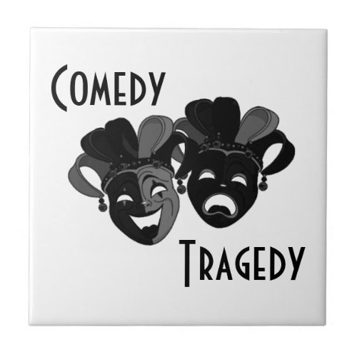 Comedy and Tragedy Theater Masks Ceramic Tile