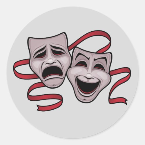 Comedy And Tragedy Theater Masks Classic Round Sticker