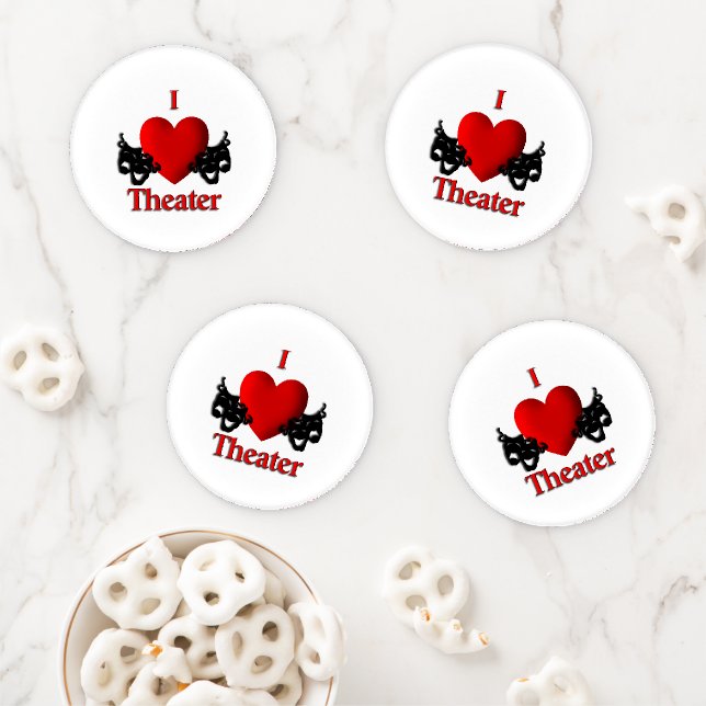 Comedy and Tragedy Theater Masks Coaster Set (In Situ)