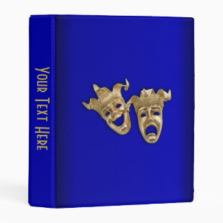 Comedy and Tragedy Theater Masks Cobalt Mini Binder