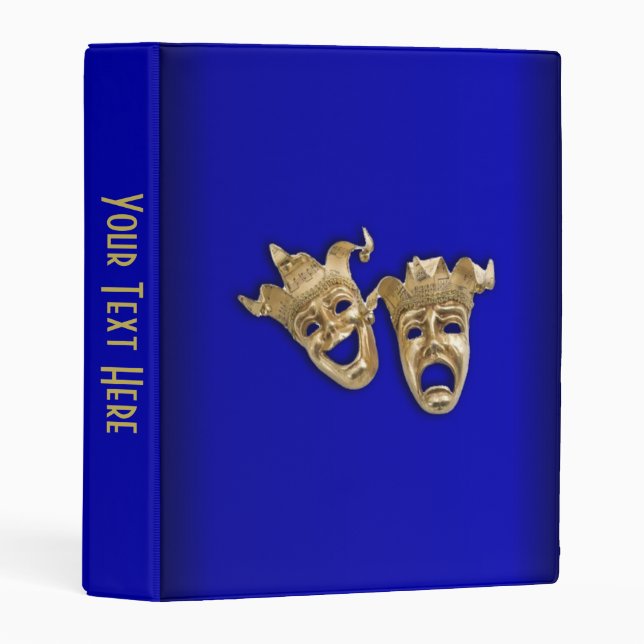 Comedy and Tragedy Theater Masks Cobalt Mini Binder (Front/Spine)