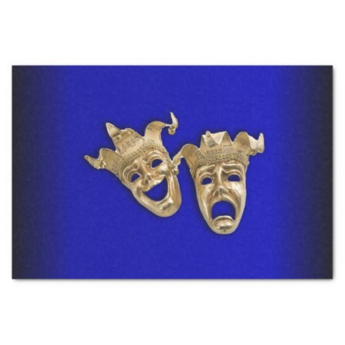 Comedy and Tragedy Theater Masks Cobalt Tissue Paper