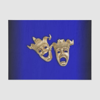 Comedy and Tragedy Theater Masks Cobalt Tissue Paper
