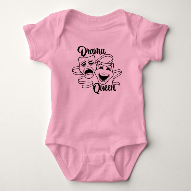 Comedy And Tragedy Theater Masks Drama Queen Black Baby Bodysuit (Front)