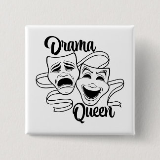 Comedy And Tragedy Theater Masks Drama Queen Black Button