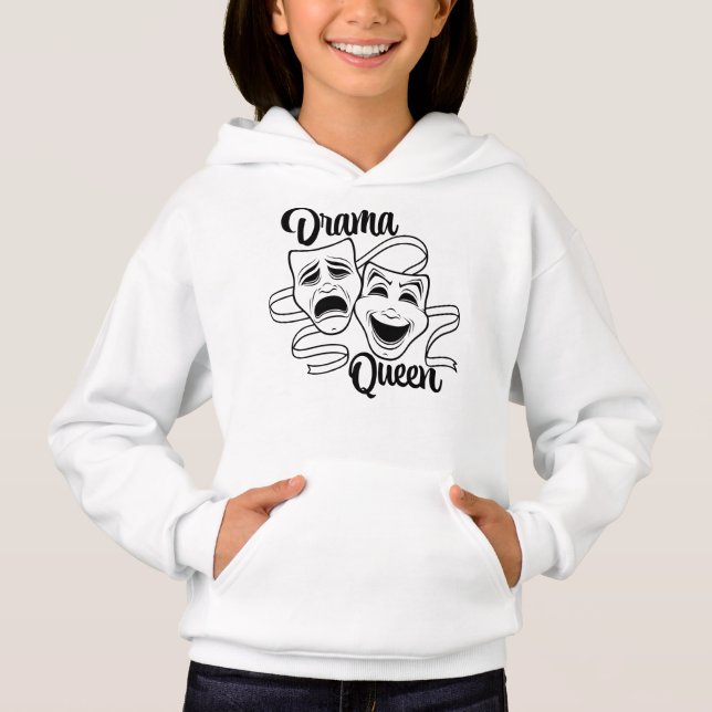 Comedy And Tragedy Theater Masks Drama Queen Black Hoodie (Front)