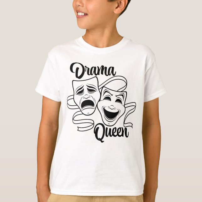 Comedy And Tragedy Theater Masks Drama Queen Black T-Shirt (Front)