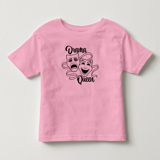Comedy And Tragedy Theater Masks Drama Queen Black Toddler T-shirt (Front)