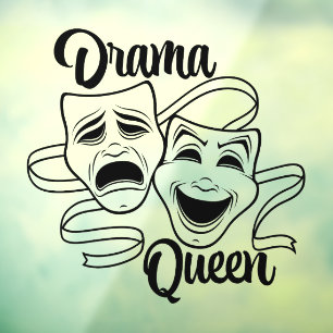 Comedy And Tragedy Theater Masks Drama Queen Black Window Cling