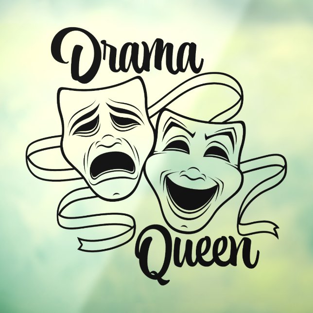 Comedy And Tragedy Theater Masks Drama Queen Black Window Cling (Sheet 3)