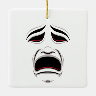 Comedy And Tragedy Theater Masks Faces Ceramic Ornament