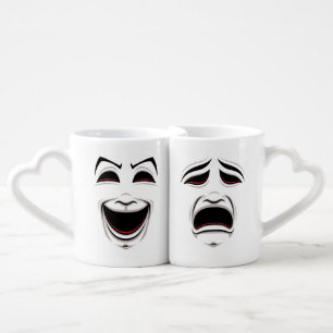 Comedy And Tragedy Theater Masks Faces Coffee Mug Set