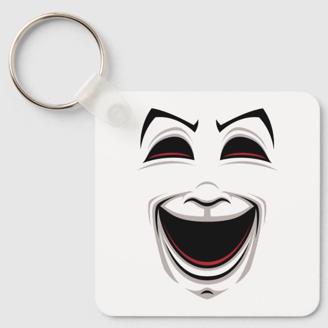 Comedy And Tragedy Theater Masks Faces Keychain (Front)