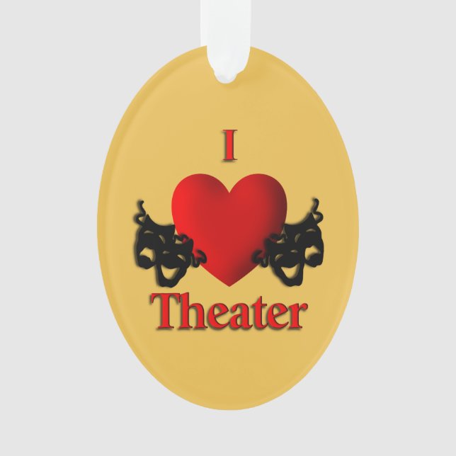 Comedy and Tragedy Theater Masks Gold Ornament (Front)
