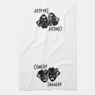 Comedy and Tragedy Theater Masks Kitchen Towel