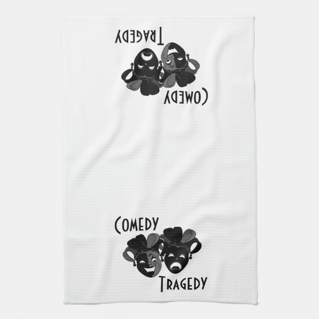 Comedy and Tragedy Theater Masks Kitchen Towel (Vertical)