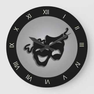 Comedy and Tragedy Theater Masks Large Clock