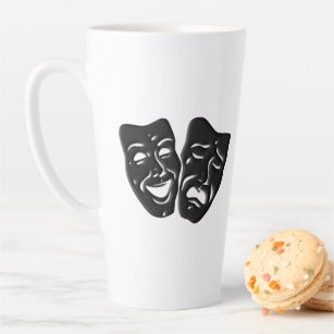 Comedy and Tragedy Theater Masks Latte Mug