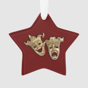 Comedy and Tragedy Theater Masks Maroon Ornament