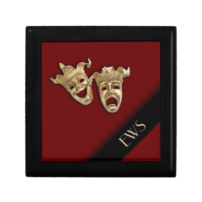 Comedy and Tragedy Theater Masks Monogram Box (Front)