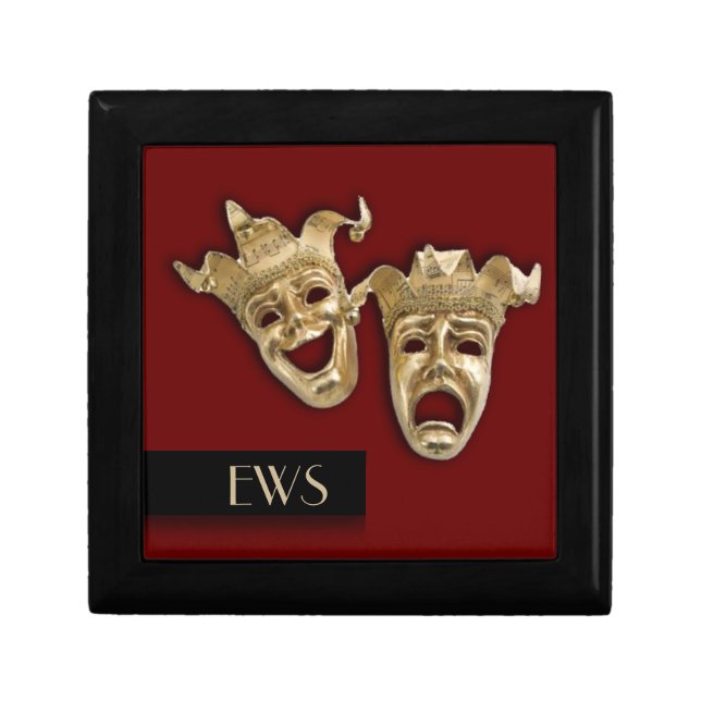 Comedy and Tragedy Theater Masks Monogram Gift Box (Front)